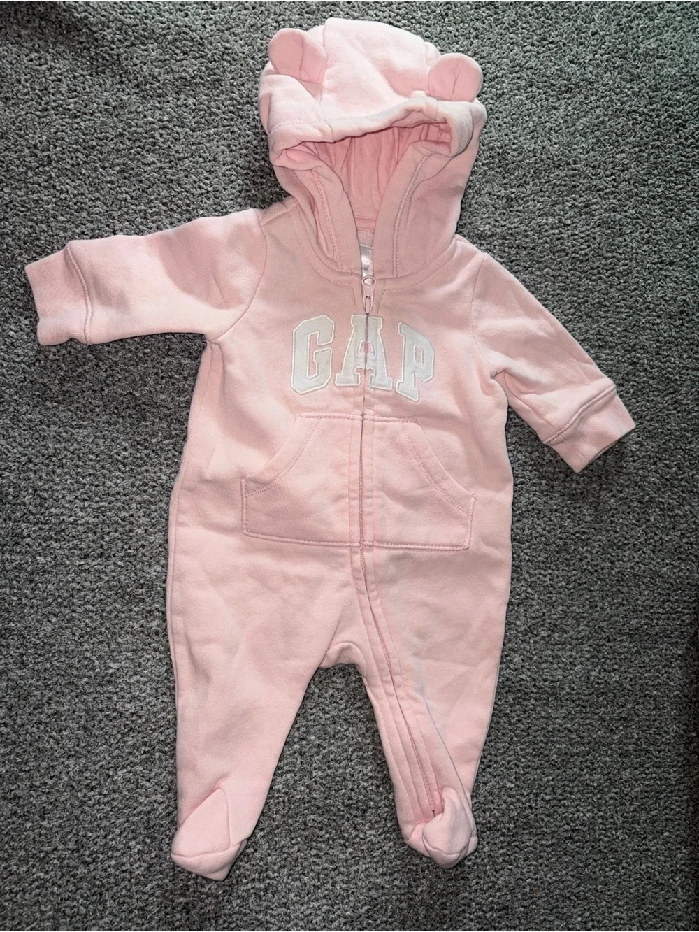 GAP Preemie Light Pink Hooded Footed One-Piece Winter Jumpsuit